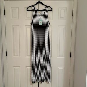 Sail To Sable • Jetting To Jetties Maxi Dress navy blue white stripe tank knit